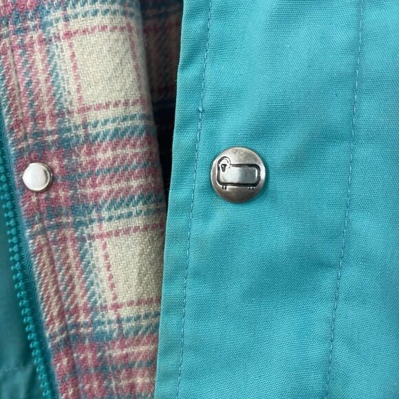 Vintage Woolrich Small Jacket Wool Plaid Lined Blue Snap USA Made Womens - Picture 12 of 16